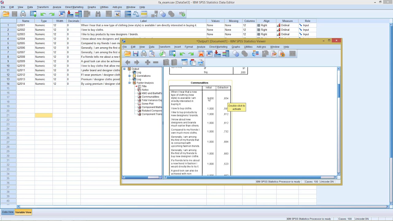Spss Factor Analysis Youtube