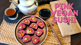 How to make pink sushi (or sushi in general) from scratch with no special rice! Vegan, easy cooking.