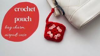 Crochet Granny Square Pouch | airpods case, bag charm, BEGINNER FRIENDLY