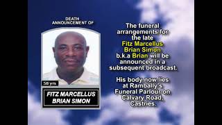 Fitz Marcellus Brian Simon ~ Short Obituary