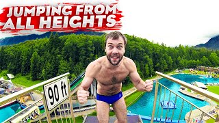Cliff jumping from ALL heights | How it feels like to dive from 90 ft?