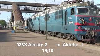 2023 29 June   Kazakhstan　Shu　station　Construction train \u0026　　VL80  023x＆Freight train　カザフスタン鉄道　シュ駅