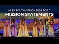 Miss SA 2024 Top 7 Mission Statements