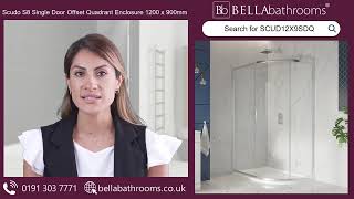 Scudo S8 Single Door Offset Quadrant Shower Enclosure 1200 x 900mm - Available at Bella Bathrooms