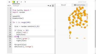 Python Turtle - Combining FOR, IF and RANDOM