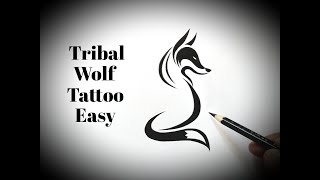How to draw a tribal Wolf Tattoo easy Drawing a tribal Wolf tattoo easy simple designs on paper