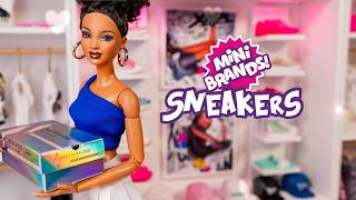 Trying Mini Brands Sneakers On Barbie | DIY Sneaker Closet Display | IKEA Shelves