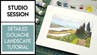 Gouache Landscape Tutorial (Real Time) ✶ Tips and Tricks ✶ Last Page in my Sketchbook!