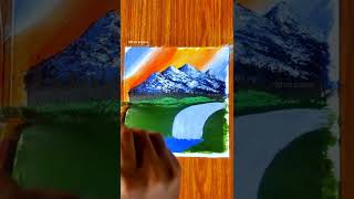 Acrylic painting-Mountain waterfall nature scenery painting | tutorial#shorts