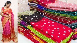 Kanchi Border Pure Viscose Georgette Bandhani Printed Sarees ||