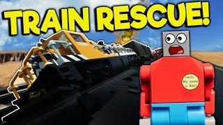 LEGO TRAIN DERAILMENT RESCUE MISSION! - Brick Rigs Roleplay Gameplay - Lego Toy Train Crashes