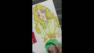 Watercolor painting anime fanart girl || coloring anime using only watercolor | drawing anime girl