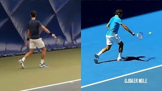 Novak Djokovic IMITATES Roger Federer • One Handed Backhand • 2019 (HD)