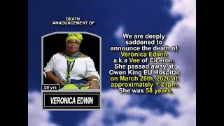 Veronica Edwin ~ Short Obituary