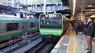 なんとなく電車：JR渋谷駅：山手線内回り＆湘南新宿ライン大宮方面行き発車光景20191228_153124