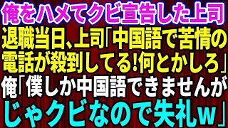 【スカッとする話】俺をハメてクビ宣告したコネ入社の無能上司「仕事もできん無能はクビだｗ」→退職当日、上司「中国語で苦情が殺到してる！何とかしろ」俺「僕しか中国語話せませんが。じゃクビなので失礼しますw