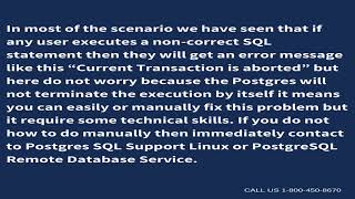 Postgres SQL Support for Windows to Fix the Postgres Error if Current Transaction is aborted?