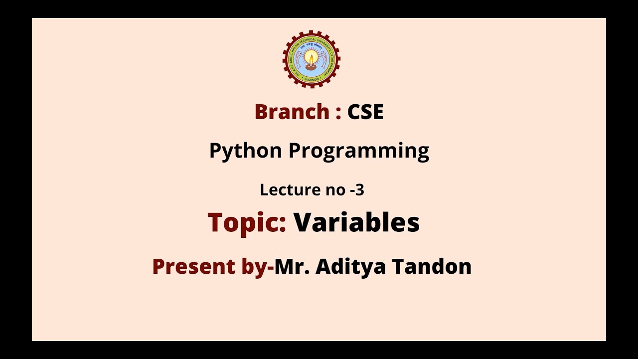 Python Programming Variables Aktu Digital Education Youtube