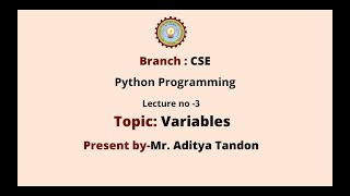 Python Programming | Variables | AKTU Digital Education