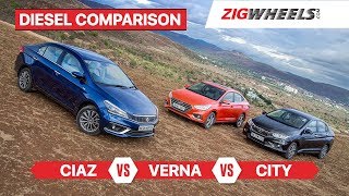 Maruti Suzuki Ciaz Vs Hyundai Verna Vs Honda City | Diesel Comparison Review | ZigWheels.com