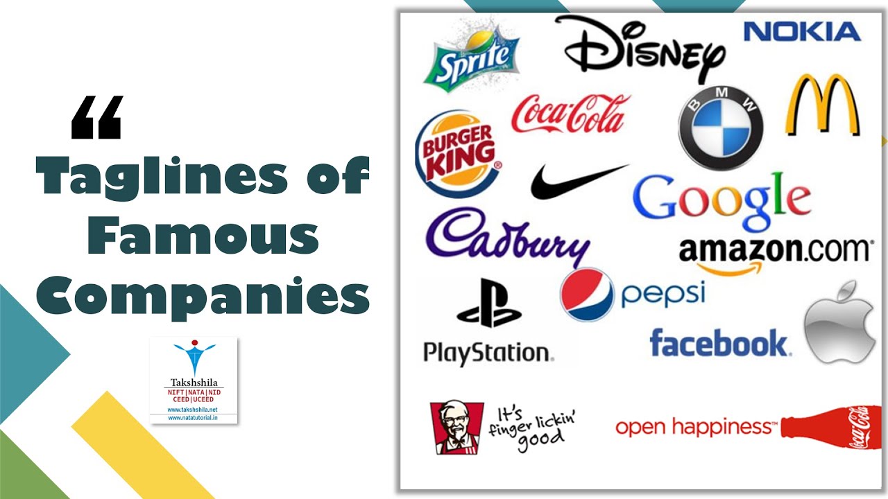 Tagline Of Famous Companies Brands General Awareness Slogans Of