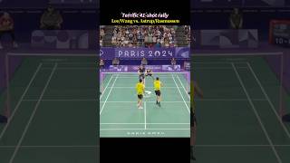 Terrific 41-shot rally, Lee/Wang vs. Astrup/Rasmussen #parisolympics2024 #semifinal #badminton