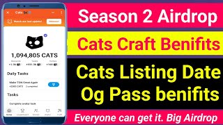 cats season 2 airdrop | new telegram airdrop | cats og pass | cats craft?