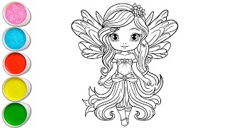 Cute Fairy Girl Drawing for kids, Painting \u0026 Coloring for kids, Toddlers | Let's Draw Together