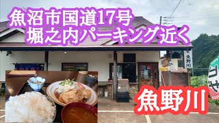 【大型トラック運転手】の日常！　新潟県魚沼市国道１７号沿い❕　堀之内パーキング近くの魚野川❗️　肉が柔らかい生姜焼き定食‼️　群馬県で雷雨❗️