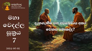 මහාවෙදල්ල සූත්‍රය 07 - ප්‍රඥාව වැඩිය යුතුයි, විඤ්ඤාණය පිරිසිඳිය යුතුයි - පහළවිටියල සුනන්දානන්ද හිමි