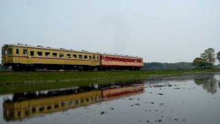 ひたちなか海浜鉄道　キハ２００４＋２００５と水鏡（中根～金上）