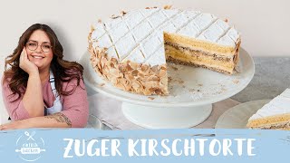 Zuger Kirschtorte | Kirschtorte Zuger Art | Rezept mit Kirschwasser 😋 I Einfach Backen