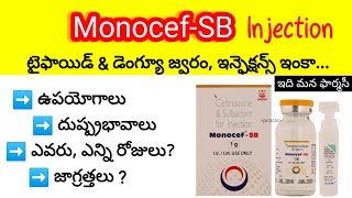 monocef sb injection in telugu | uses, side-effects, dose-dosage, precautions,