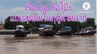 เรือโยง : เรือโป็ะ เรือลากจูงสินค้าหนัก บรรทุกน้ำตาลผ่านสามแยกวังน้ำวน ไปอำเภอนครหลวงแบบสุดมัน Ep.1