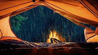 Звуки дождя, костра и грома в палатке 8 ЧАСОВ. Шум дождя для учёбы, сна и медита