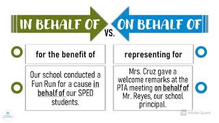 IN BEHALF OF VS. ON BEHALF OF | Vocabulary Development | IMs | ELC