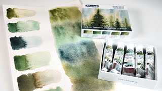 Schmincke Super Granulation Forest Watercolor, Unboxing and Swatching