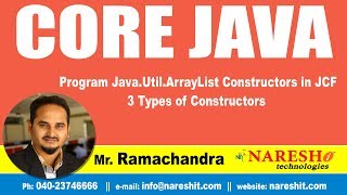 Core Java Tutorial | Program Java.util.ArrayList Constructors in JCF | 3 Types of Constructors