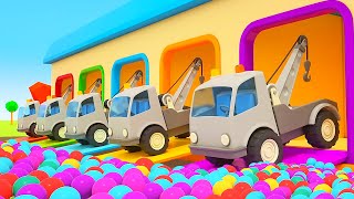 The Five Colored Tow Trucks for Kids. Helper Cars cartoons for kids. Learn colors with cars.