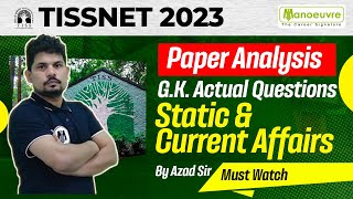 TISSNET 2023 - Paper Analysis | GK Actual Questions | Static & Current Affairs By Azad Sir