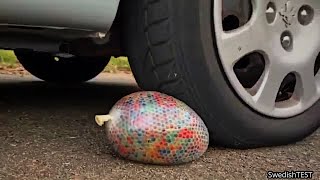 EXPERIMENT CAR vs GIANT ORBEEZ WATER BALLOON  | Crushing Crunchy & Soft Things by Car! IN REVERSE !!