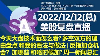 美股直播12/12[复盘] 今天大盘技术面怎么看? 多空双方的理由盘点 和我的看法与做法 | 反指加仓机会？加哪些 和啥时候加? 周一新闻总汇