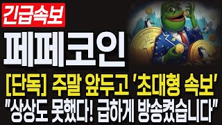 [페페코인 전망] 긴급속보! 주말 앞두고 초대형속보! \