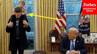 'Hey, Stop That!': Elon Musk's Son Puts Fingers In Dad's Ears During Oval Office Gaggle With Trump