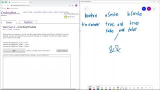 Warmup-1 (monkeyTrouble) Java Solution || Codingbat.com