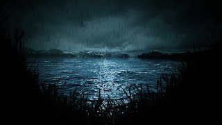 Heavy Ocean Rainstorm with Non Stop Thunder Sounds | Fall Asleep Fast - Dimmed Screen Rain