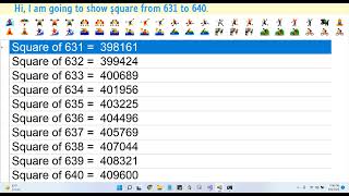 Square from 631 to 640