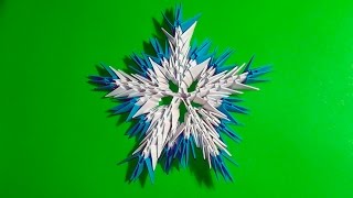 3D origami snowflake tutorial instruction N2 for beginners