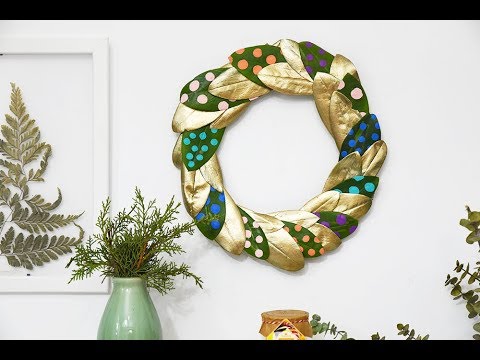 DIY Dotted and golden leaves wreath DIY Dotted and golden leaves wreath