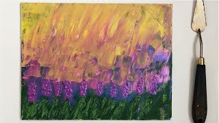 Lavender Field Painting Tutorial / Abstract Flower Acrylic Painting Tutorial